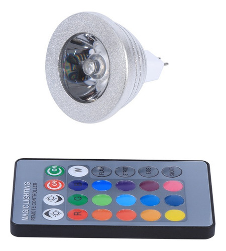 Navidad Foco Led Rgb De 3w Con Control Remoto 16 Colores