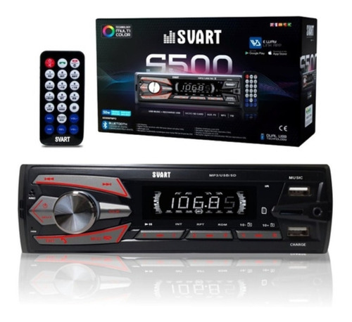 Som automotivo Svart S500 com USB, bluetooth e leitor de cartão SD