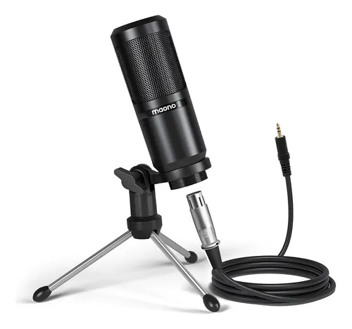 Microfono Condensador Xlr Tripode Antipop Cable Xlr Maono Color Negro AU-PM360TR
