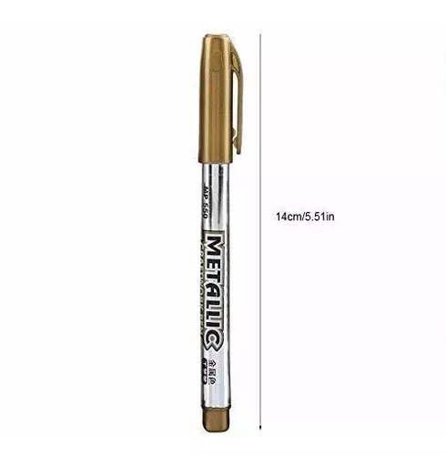 Fdit 12Pcs Acrylic Paint Set Detailed Waterproof Metallic Color Craftwork  Paint Pen Gold and Silver Paint Marker for Tire Metal Surface CD