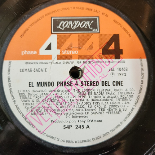 Sin Tapa Disco El Mundo Phase 4 Stereo Del Cine Cp0