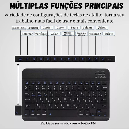 Teclado Sem Fio Com Retroiluminação Para iPad Android Window