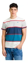 Comprar Remera Rayada Bordada Cuello Redondo Hombre Mistral 10077-14