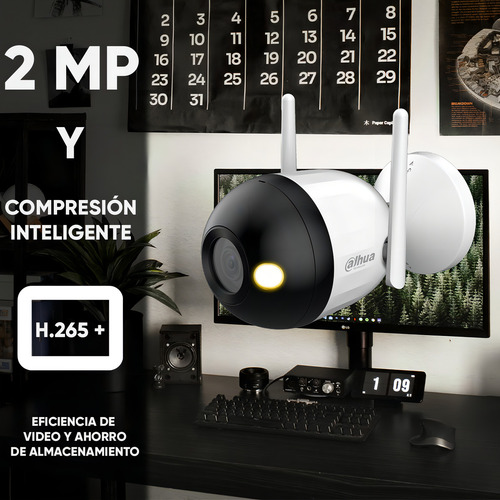 Kit videovigilancia Cronos Cámara Dahua Ip Bala F2CN-LED 2MP Wifi Full Color Audio Microsd 128gb Accesorios Kit De Cámara Inteligente DH-F2C-LED-128GB Dahua Microsd WDD128G1P0C