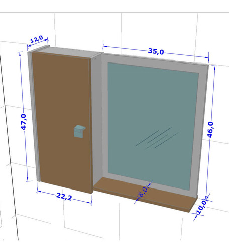 Imagem 3 de 4 de Armário Espelheira Com Porta - Branco/ripado