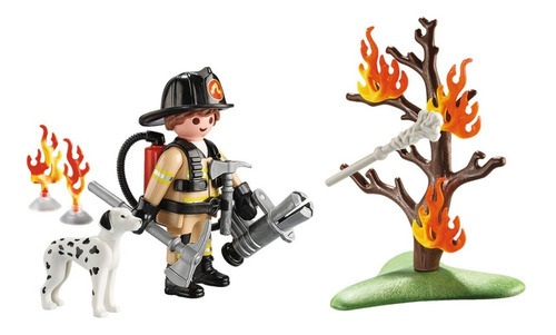Maleta de bombeiro Playmobil 70310 com extintor de incêndio para cães