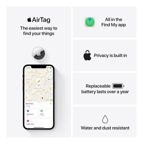 Apple Airtag Bluetooth 5.0 Búsqueda De Proximidad Ip67
