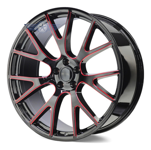 Rines 22 Deportivos 5-115 Excelente Challenger Charger 300c Gloss Black Red Milled
