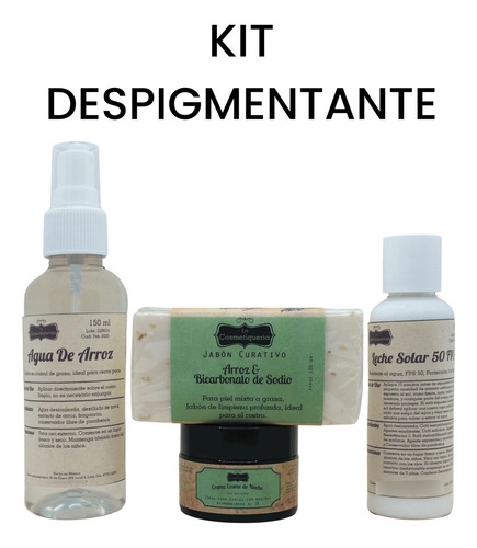 Kit Despigmentante De Manchas - Crema, Jabón Y Agua De Arroz