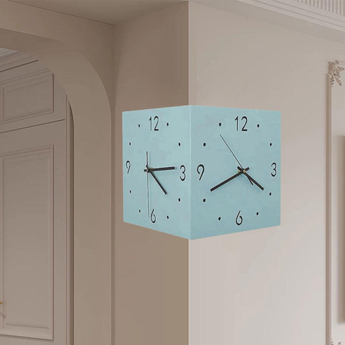 Reloj De Pared De Esquina De Doble Cara Decorativa Azul