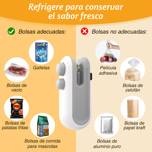 Maquina Para Sellar Sellador De Bolsas Para Snacks/alimentos Recargable Bolsa de Almacenamiento Color Blanco