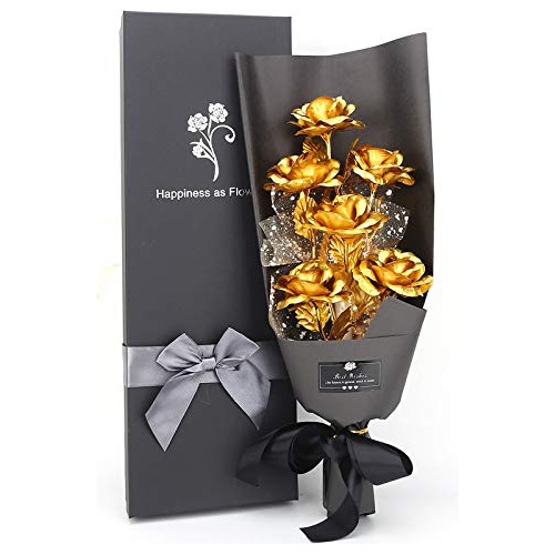 Colorful Rose Bouquet Kit 24k Gold Foil Roses Gifts Art...