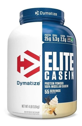 Suplemento en polvo Dymatize  Elite Casein proteínas sabor smooth vainilla en pote de 1.8kg