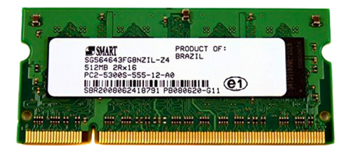 Memória Notebook Smart 512 Mb (ddr2, Pc2-5300s, 667 Mhz) (Usado)