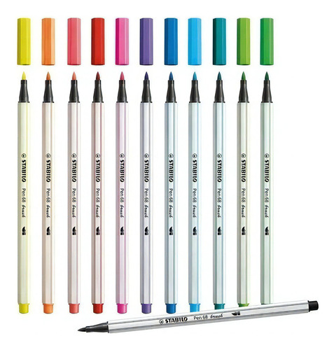 Lapices Stabilo Brush Pen Punta Pincel Set X 12 Unidades