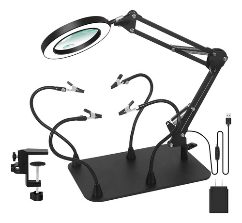 Lupa De 5x Y 10x Luz Y Soporte, Lámpara De Aumento 2 1...