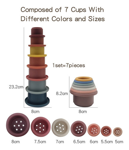 Bx Vasos Apilables De Silicona Para Niños Pequeños, 7