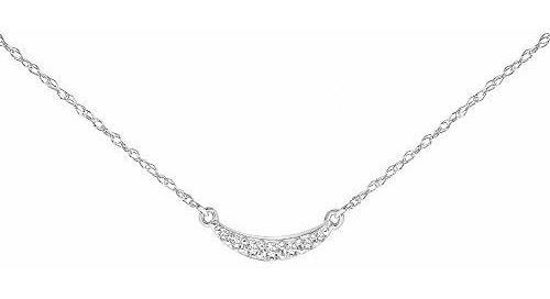 Collar - Small Curved Bar Diamond Necklace For Women In 10k 