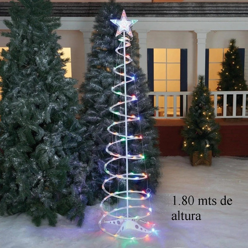 Adorno Decoracion Navidad Arbol De Luces Espiral Fiestas Led