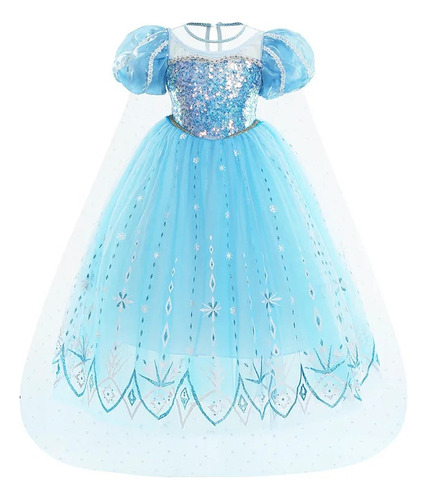 Disfraz De Princesa De Cosplay De Elsa Para Niñas, Vestido D