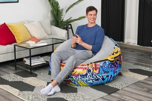 Imagen 5 de 10 de Sillon Puff Inflable Sofa Individual Colchon Bestway 75075
