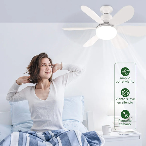 2x Lámpara Ventiladorres Foco De Techo Y Control Remoto Blan 2.54 Cm Blanco Blanco Plástico 1