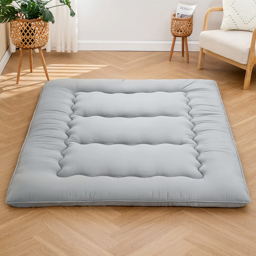 Cubrecolchón Futón Corto Queen Espuma Viscoelástica Gris