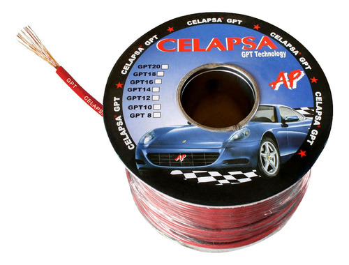 Cable Automotriz 16 Awg Rojo Gpt-16r-mt Celapsa X Metro