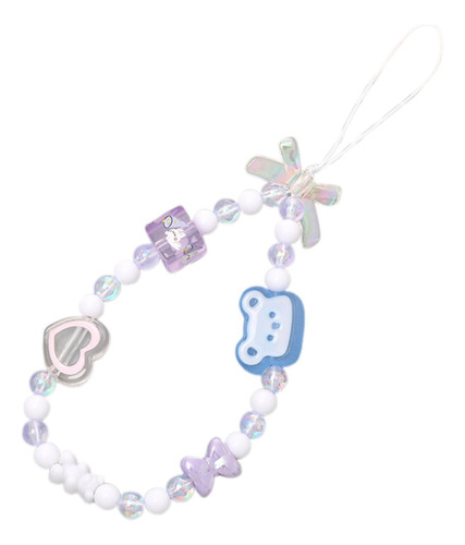 4 Cordón De Teléfono Con Cuentas, Bonita 18 Cm Oso Y Arco