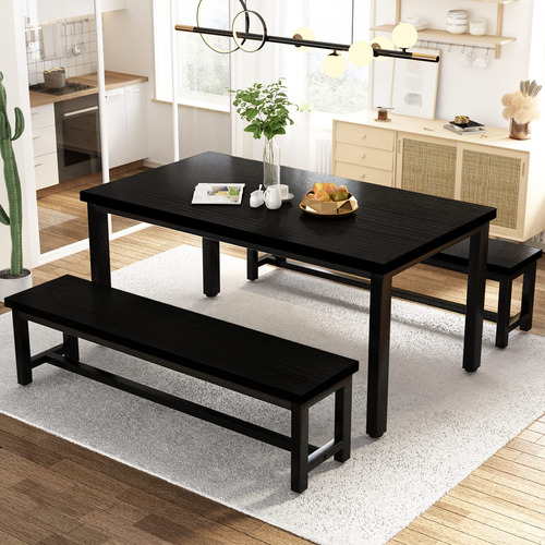 Awqm Dining Room Table Set, Kitchen Set With 2 Benches, Ide.