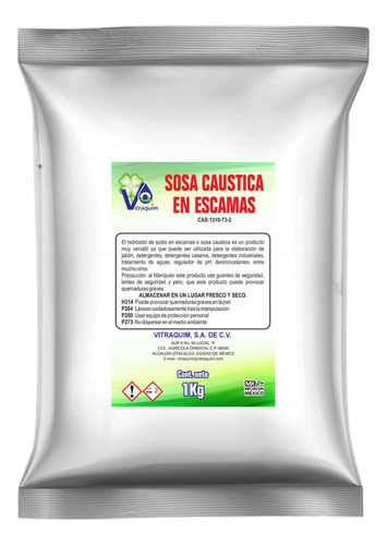 1 Kilo Sosa Caustica En Escamas Vitraquim Materia