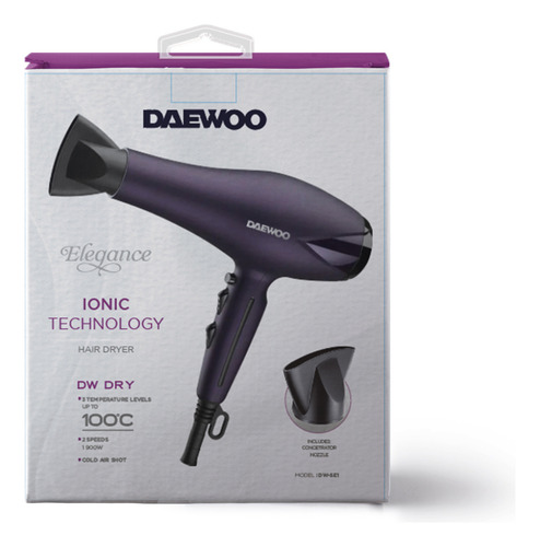 Secadora De Cabello Daewoo 2 Velocidades 110°c Dw-se1 1300w Color Negro