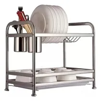Comprar Secaplatos Escurridor Dos Niveles MTL Acero Inoxidable Organizador Con Bandeja Cubiertero Integrado Organización Vajilla Platos Compacto Resistente Moderno Práctico Fácil Limpieza