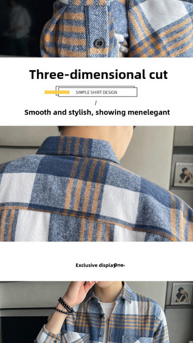 Camisa Casual Con Botones De Manga Larga A Cuadros Para Homb