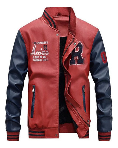 Chaqueta Casual De Cuero Con Uniforme De Béisbol Hip Hop Par