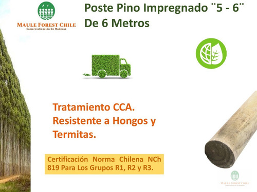 Poste Pino Impregnado 5a6 De 6 Metros