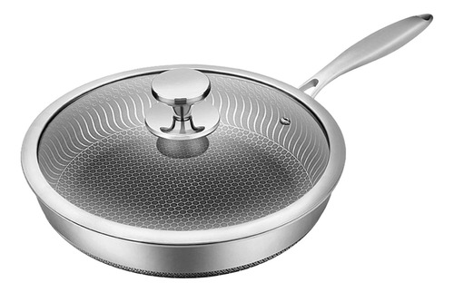 Sartén Wok De Acero Inoxidable, Wok Para 28cm Con Tapa