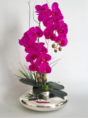 Arranjo 2 Orquídeas Pink Silicone Artificiais Frete Grátis | Frete grátis