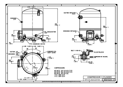 Compresor 3hp R-134/404 380v C/visor Danfoss Mtz36-4vm