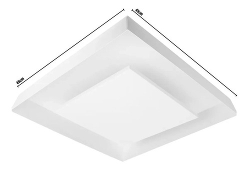 Lustre Sobrepor Quadrado Iluminação Decorativa Luz Indireta Cor Branco 110V/220V (Bivolt)