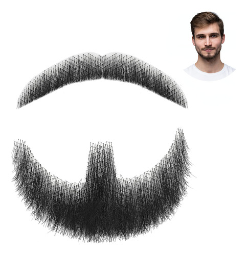 Bigote De Cabello Humano Falso, Barba Realista Con Adhesivos