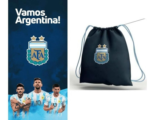 Toallon + Mochila Futbol Afa Argentina Original Microfibra