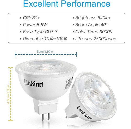 Linkind Gu5.3 Mr16 - Bombilla Regulable Led, Con Certificaci