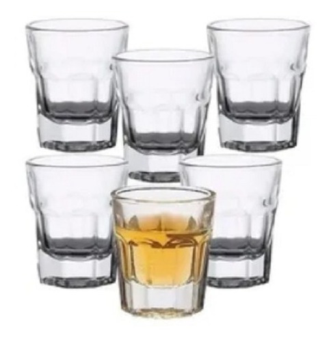 Copo Shot 6 Peças P/ Dose Tequila Whisky 50 Ml Mini Copo Cor Transparente
