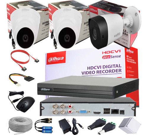 Kit Cctv 5 Megapíxeles Dahua Dvr 4 Ch + 3 Cámaras + Accesori