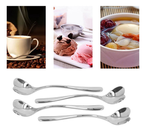 4 Cucharas De Café De Acero Inoxidable En Forma De Corazón