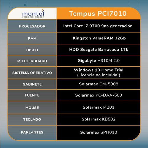 Imagen 4 de 10 de Computadora Cpu Pc Solarmax Intel Core I7 9700 9a 32g 1t Hdd