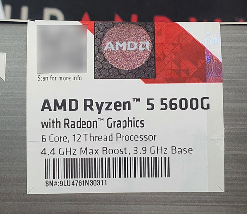 Procesador Amd Ryzen 5 5600g 3.9ghz Am4 Gaming Pc Juego Pro