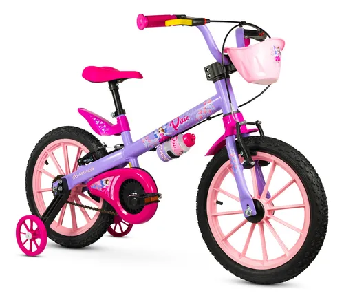 Bicicleta Aro16 Pixie Rosa A Partir De 5 Anos Com Cesta