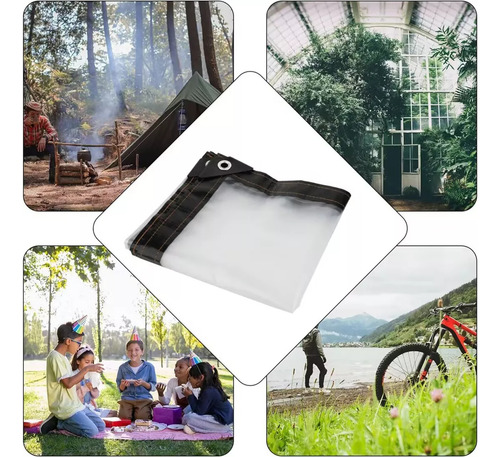 2×6m Lona Transparente Resistente Impermeable + 10m Cuerda
